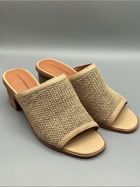 Lucky Brand Lenira Slide Sandal Beige Woven Slide Mules, size 9